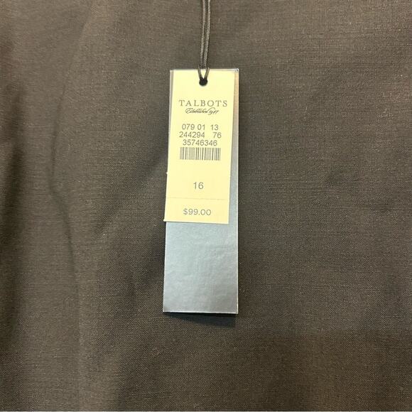 Talbots Black Short Sleeve Top Blouse Zipper Back Closure Scoop Neck Size 16 NWT - Picture 4 of 7